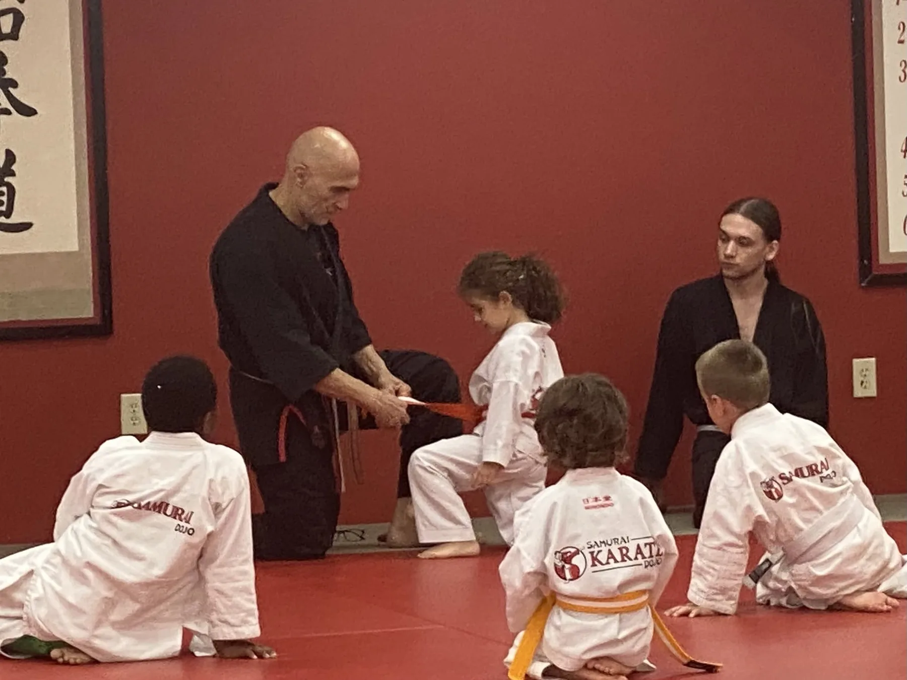 Is Your Child students practicing drills during class at Samurai Karate Dojo in Houston